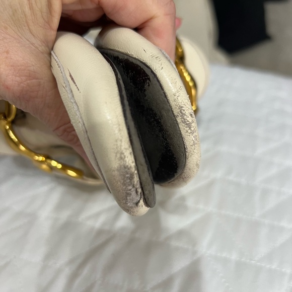 Bibi Lou Molly Backless Loafers Gold Metal Leather Anthropologie Cream Loafers - Picture 5 of 11